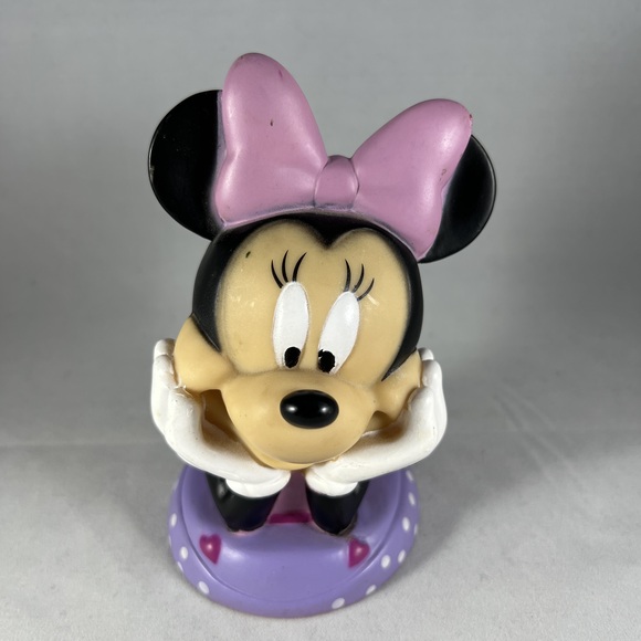 Disney Other - 2012 Disney Minnie Mouse Coin Bank Collectible Hard Plastic with Stopper 5"